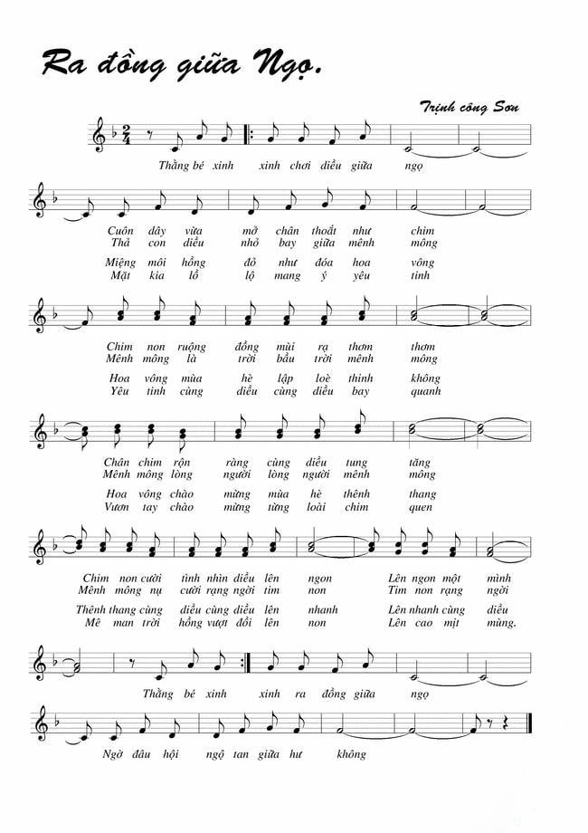 Sheet nhạc Ra đồng giữa ngọ - Trang 1