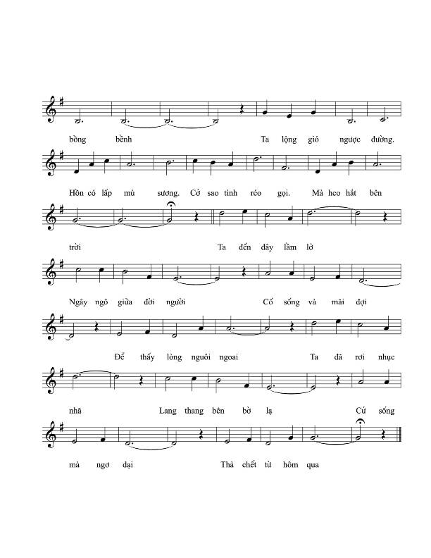 Sheet nhạc Thà chết từ hôm qua - Trang 2