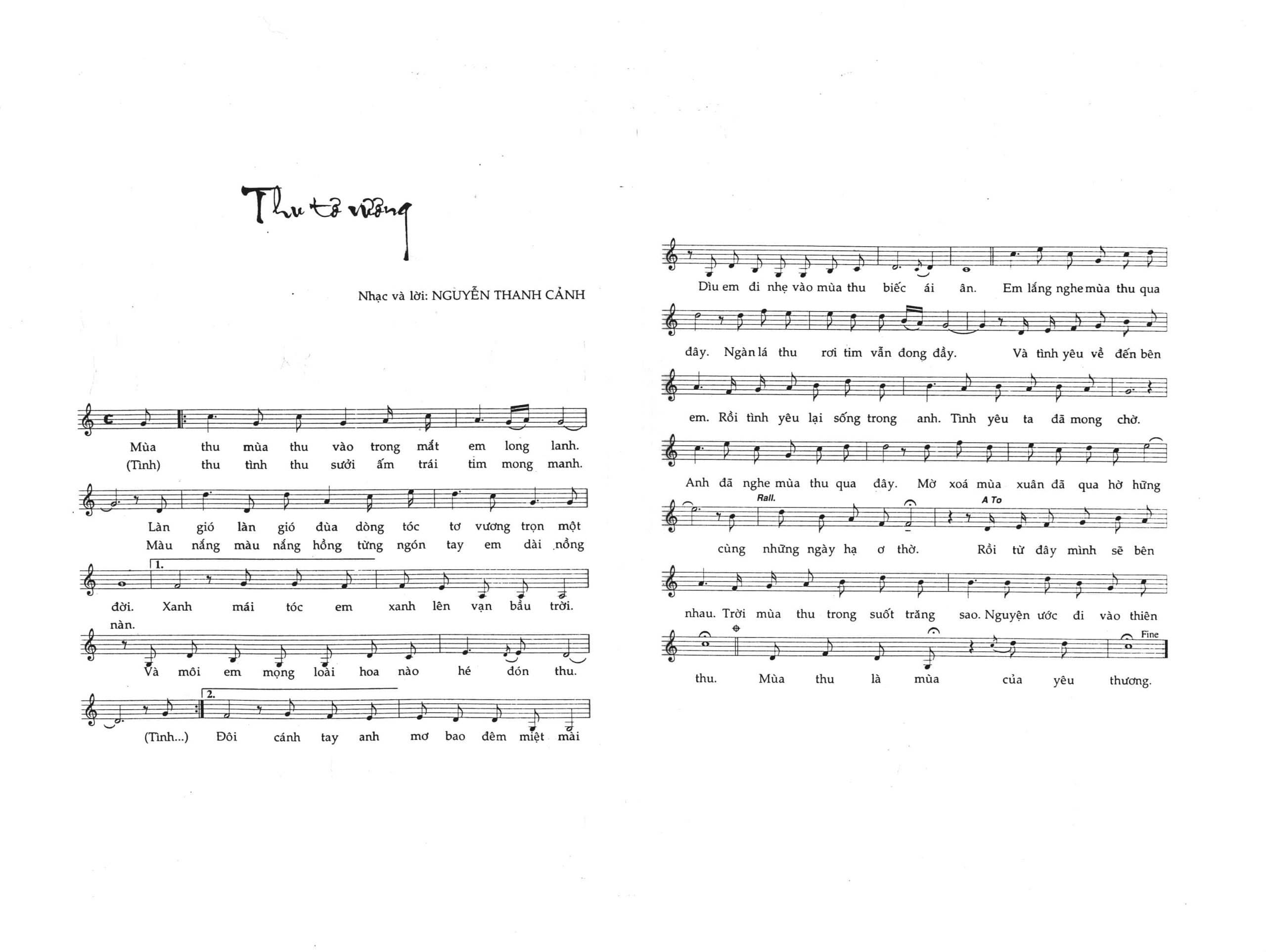 Sheet nhạc Thu tơ vương - Trang 1