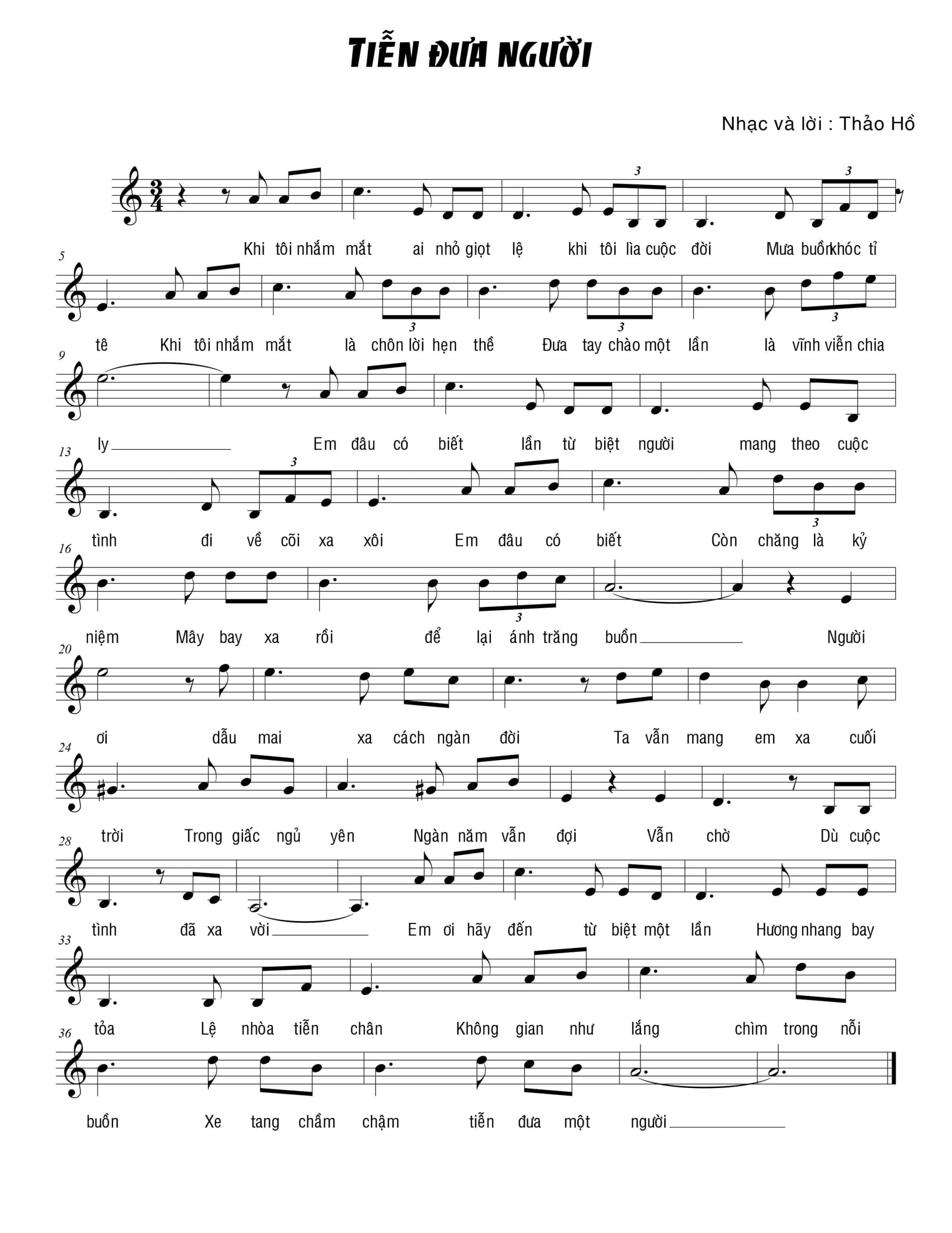 Sheet nhạc Tiễn đưa người - Trang 1