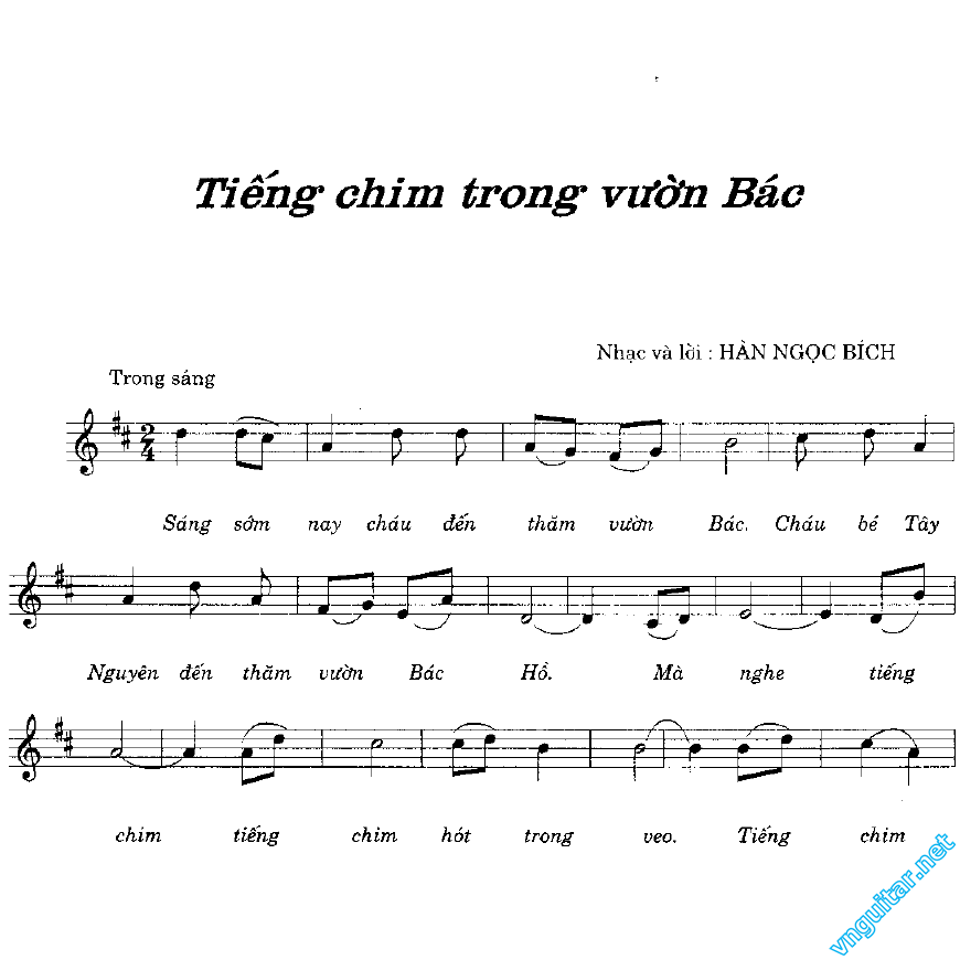Sheet nhạc Tiếng chim trong vườn Bác - Trang 1