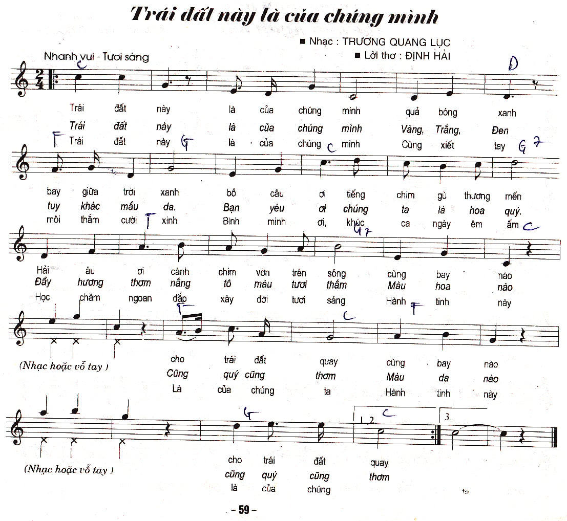Sheet nhạc Trái đất này là của chúng mình - Trang 1