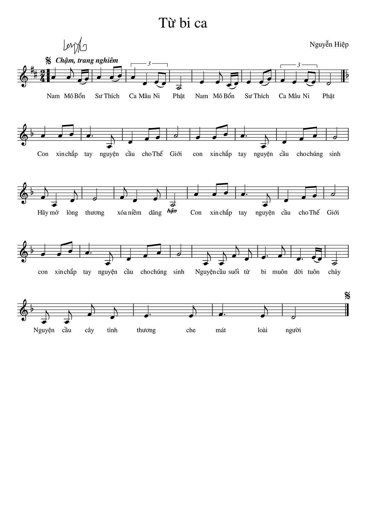 Sheet nhạc Từ bi ca - Trang 1