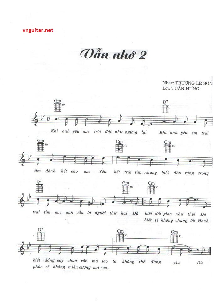 Sheet nhạc Vẫn nhớ 2 - Trang 1