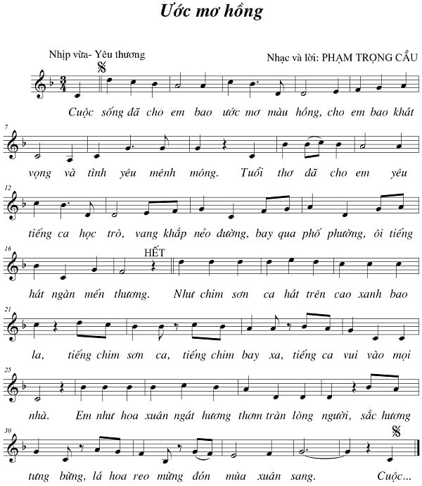 Sheet nhạc Ước mơ hồng - Trang 1